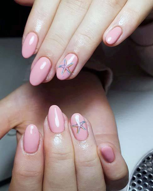 Baby Starfish On Light Pink Nails