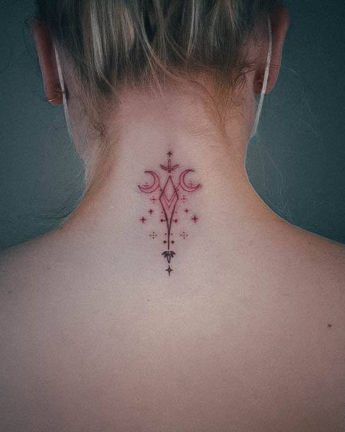 Back Of Neck Womens Tattoo Designs