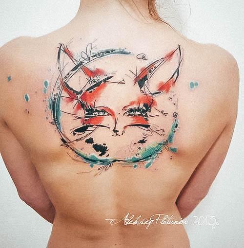 Back Womens Fox Super Tattoo Designs