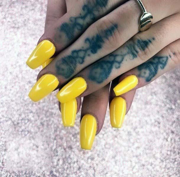 Ballerina Cut Block Yellow Nail