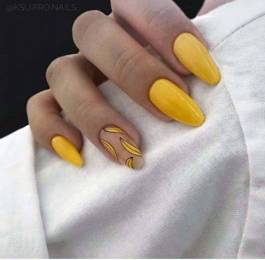 Banana Bright Yellow Nails For Women