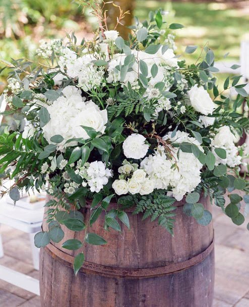 Barrel White Wedding Flowers