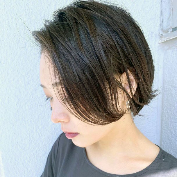 Basic And Short Shiny Black Layered Bob Womens Hairstyle