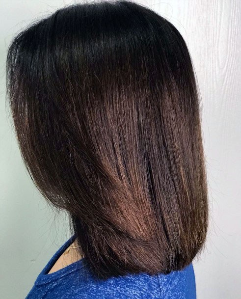 Basic Beautiful Dark Brown Highlighted Shoulder Length Womens Hairstyle Idea