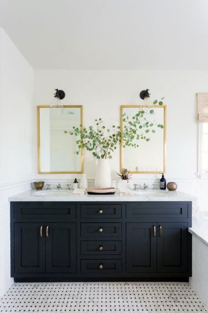 Bathroom Cabinet Ideas Contrasting Black Vanity In White Bathroom