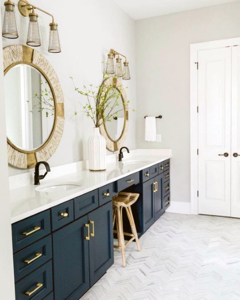 Bathroom Cabinet Ideas Navy Blue With Gold Hardware