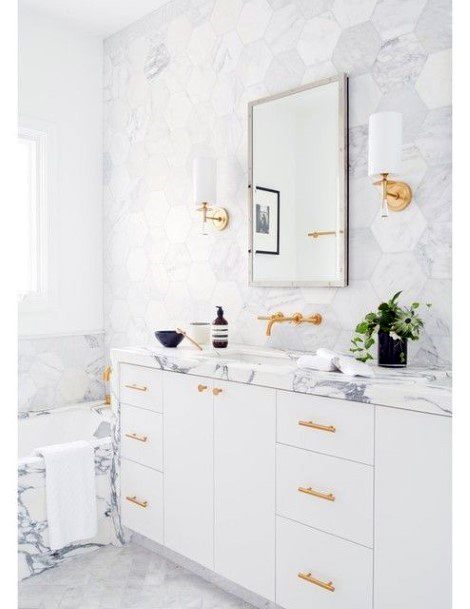 Bathroom Cabinet Ideas Spa Marble Countertop With White And Gold Inspiration