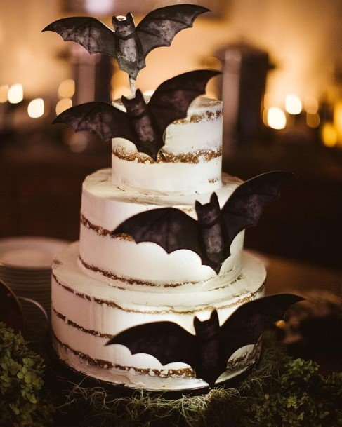 Bats Halloween Wedding Cake