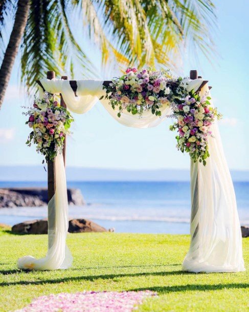 Beach Breeze Flowing Drapery Inspiration Wedding Arch Ideas