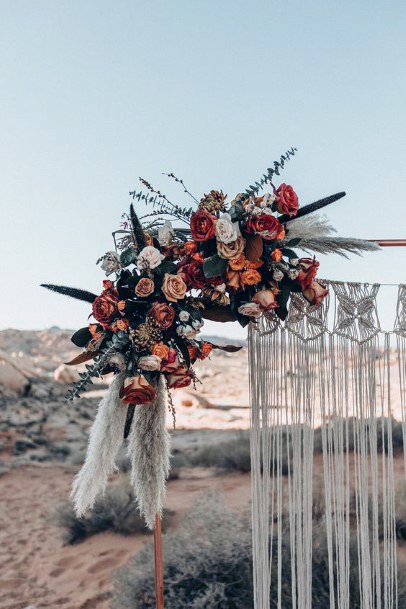 Beach Side Red Orange Boho Wedding Flowers