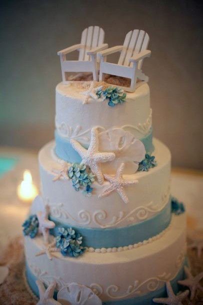 Beach Wedding Ideas Adirondack Chairs Cake Topper With Starfish Decor
