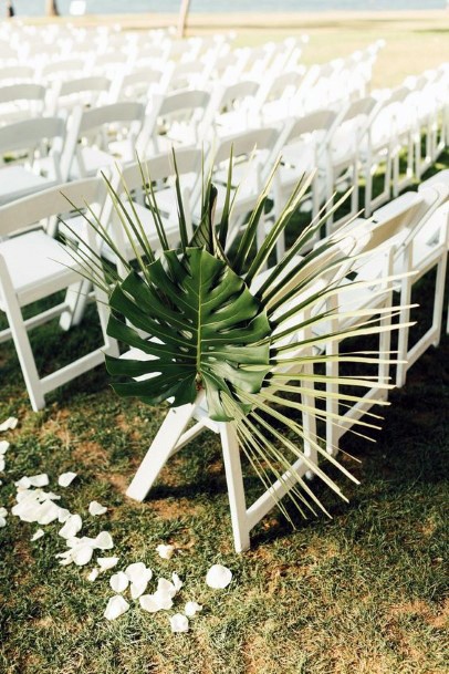 Beach Wedding Ideas Large Palm Leaves Ceremony Chair Decor