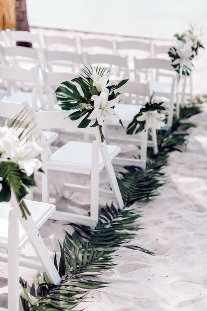 Beach Wedding Ideas Palm Leaves Ceremony Aisle Decorations