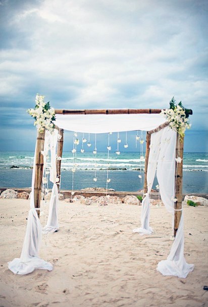 Beach Wedding Ideas Sandy Ceremony With Bamboo Arch