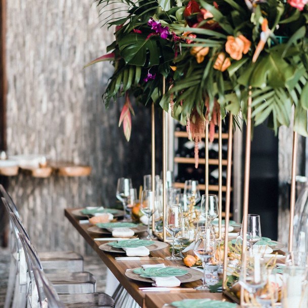 Beach Wedding Ideas Tall Tropical Bouquet Centerpieces