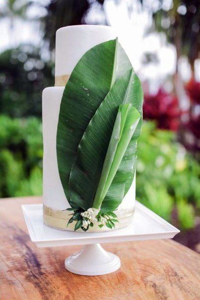 Beach Wedding Ideas Tropical Large Leaf Cake Decor