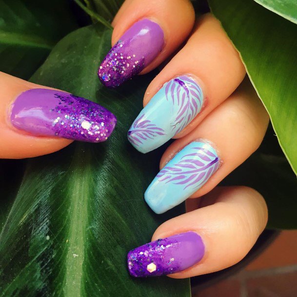 Beachy Purple And Blue Nail Ideas For Women