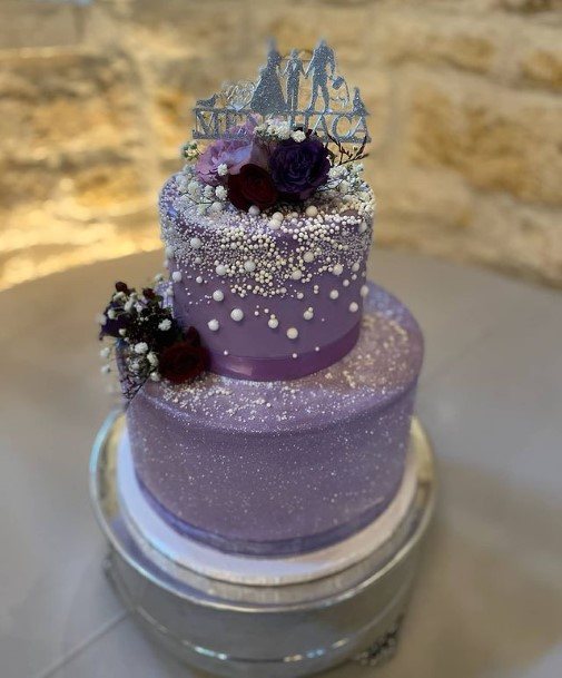 Beaded Cake Wedding Purple