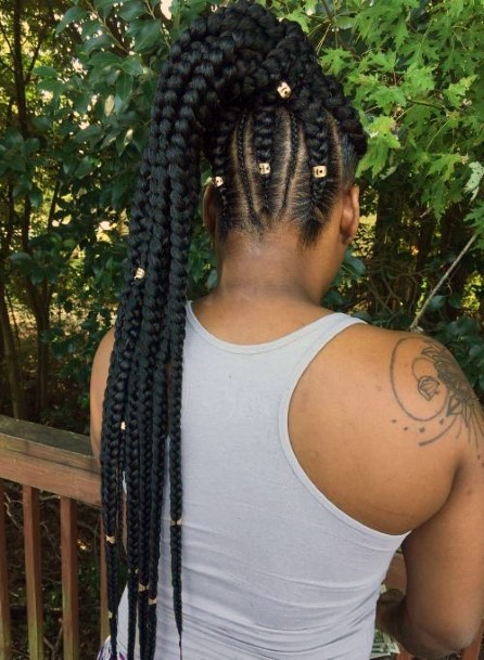 Beaded Lovely Braids Ponytail Hairstyles For Black Women
