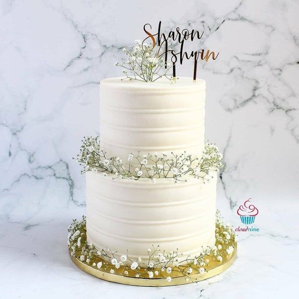 Beady White Buttercream Wedding Cake