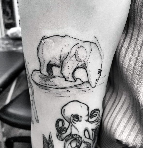 Bear Waddling In Water Tattoo For Women