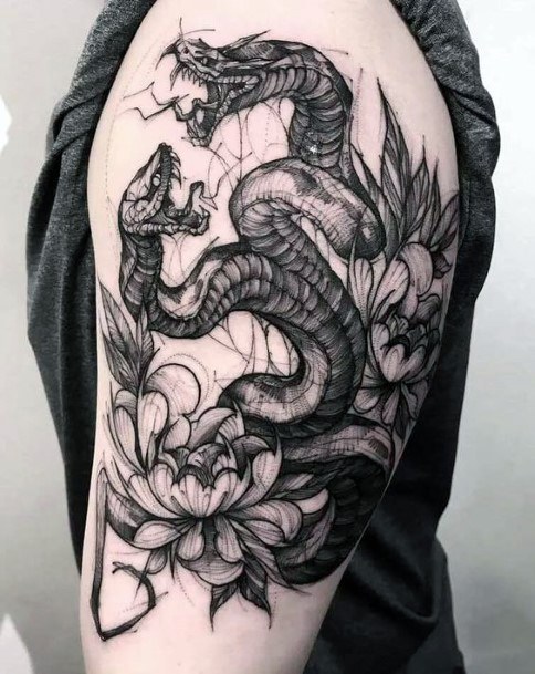 Beast Like Snake Womens Upper Arms Tattoo