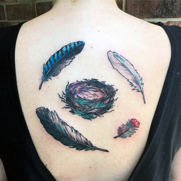 Beauteous Girls Birds Nest Tattoos