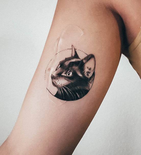 Beauteous Girls Black Cat Tattoos