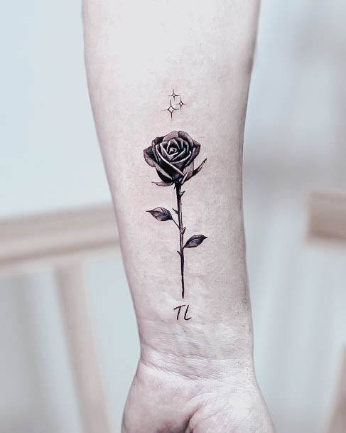 Beauteous Girls Black Rose Tattoos