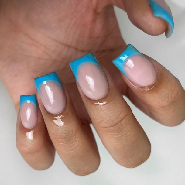 Beauteous Girls Blue French Tip Nails