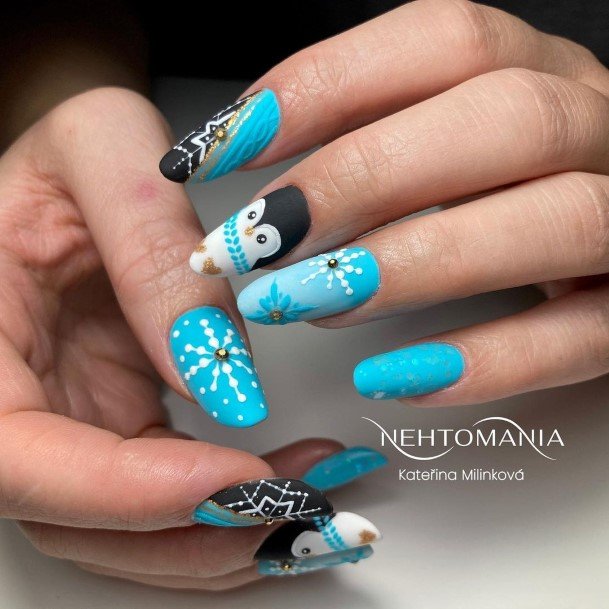 Beauteous Girls Blue Winter Nails