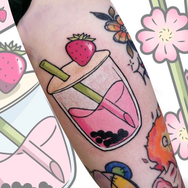 Beauteous Girls Boba Tea Tattoos