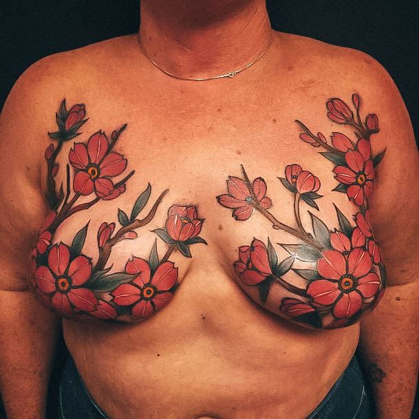 Beauteous Girls Breast Cancer Tattoos