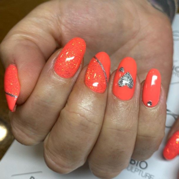 Beauteous Girls Bright Coral Nails