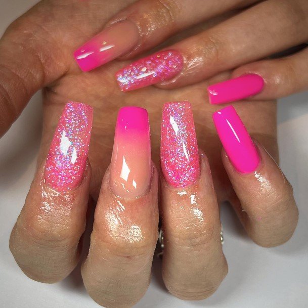 Beauteous Girls Bright Pink Nails