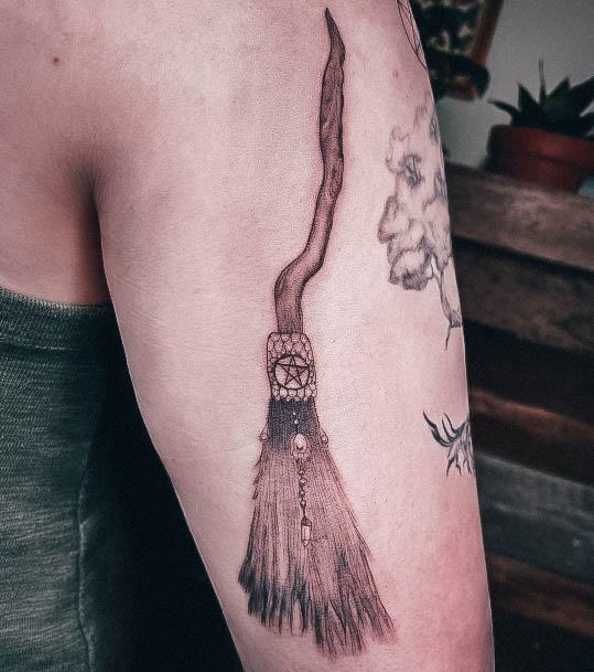 Beauteous Girls Broom Tattoos