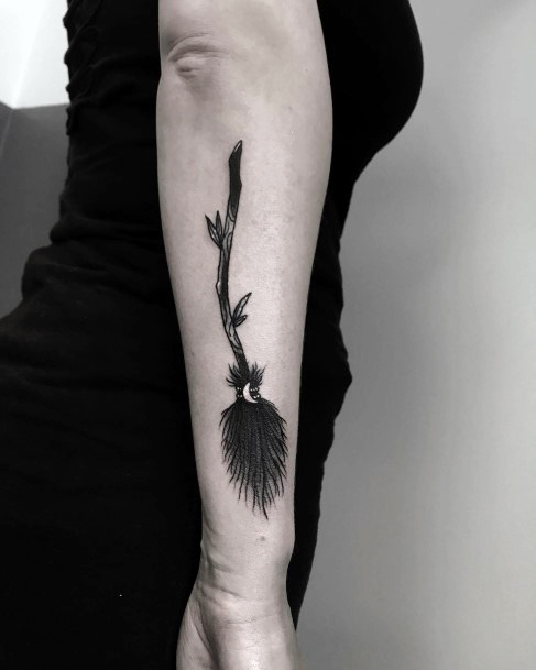 Beauteous Girls Broomstick Tattoos