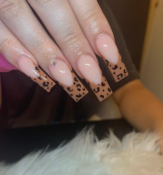 Beauteous Girls Brown French Tip Nails