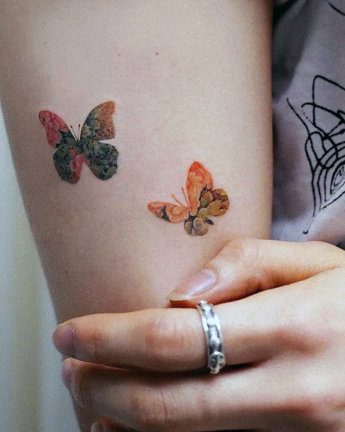 Beauteous Girls Butterfly Flower Tattoos