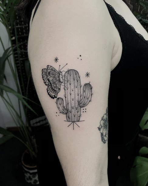 Beauteous Girls Cactus Tattoos