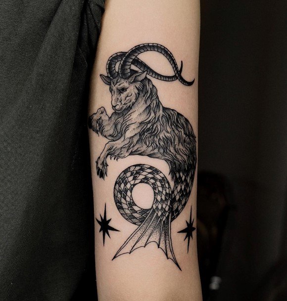 Beauteous Girls Capricorn Tattoos Forearm