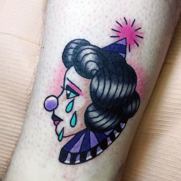 Beauteous Girls Clown Tattoos