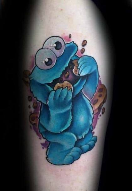 Beauteous Girls Cookie Monster Tattoos