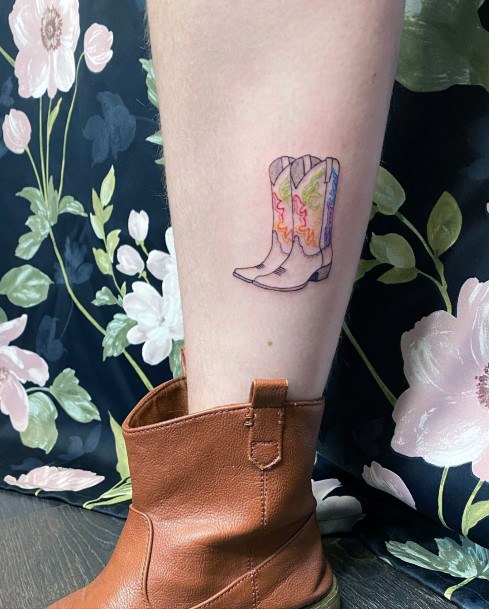 Beauteous Girls Cowboy Boot Tattoos