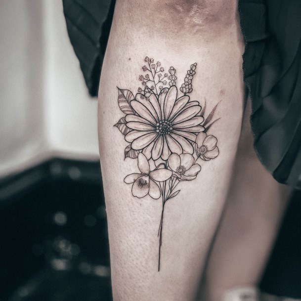 Beauteous Girls Daisy Tattoos Leg