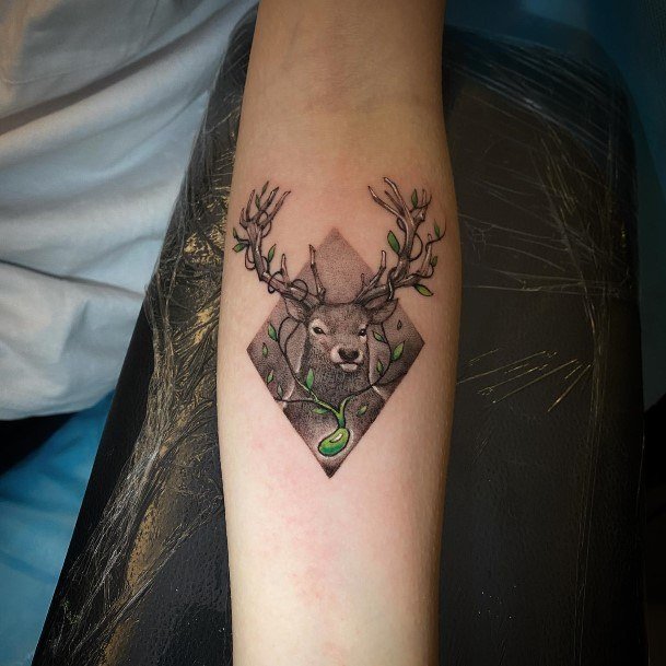 Beauteous Girls Deer Tattoos