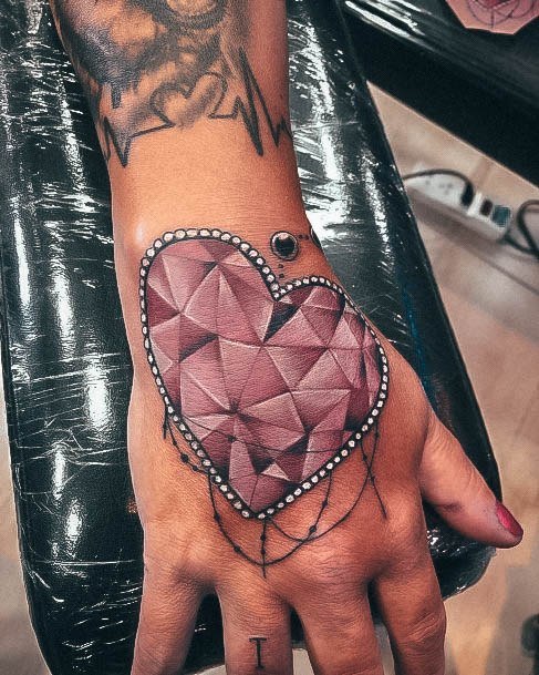 Beauteous Girls Diamond Tattoos Hand