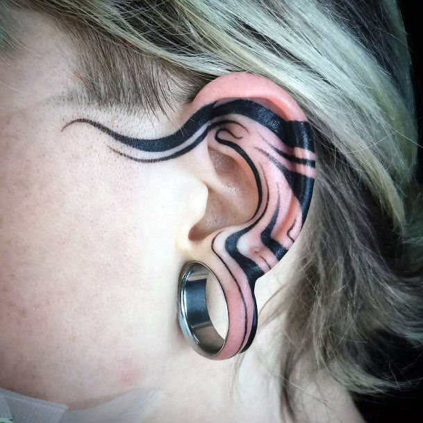 Beauteous Girls Ear Tattoos