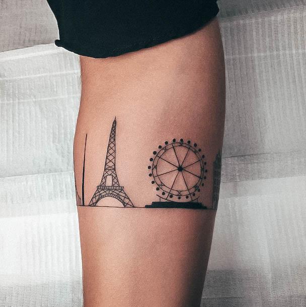 Beauteous Girls Eiffel Tower Tattoos