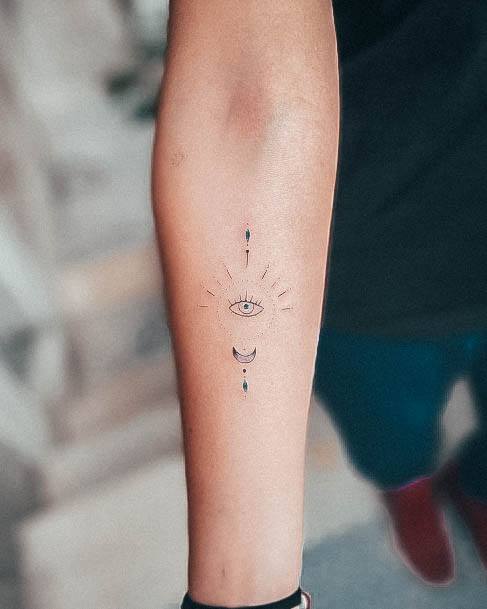 Beauteous Girls Evil Eye Tattoos Forearms